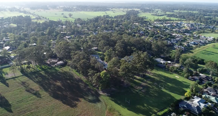 Aerial view of the Cambewarra area with emphasis on the school grounds